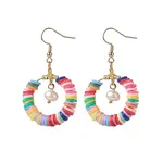 Handmade Polymer Clay Heishi Beaded Ring Dangle Earring