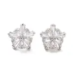 Rack Plating Flower Brass Micro Pave Clear Cubic Zirconia Stud Earrings