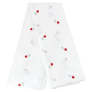 Cotton Embroidered Wavy Edge Flower Eyelet Lace Fabric