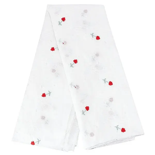 Cotton Embroidered Wavy Edge Flower Eyelet Lace Fabric