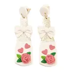 Vase with Flower Polymer Clay Dangle Stud Earrings