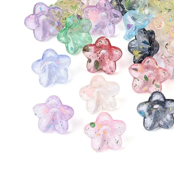 Transparent Spray Painted Acrylic Bead Caps