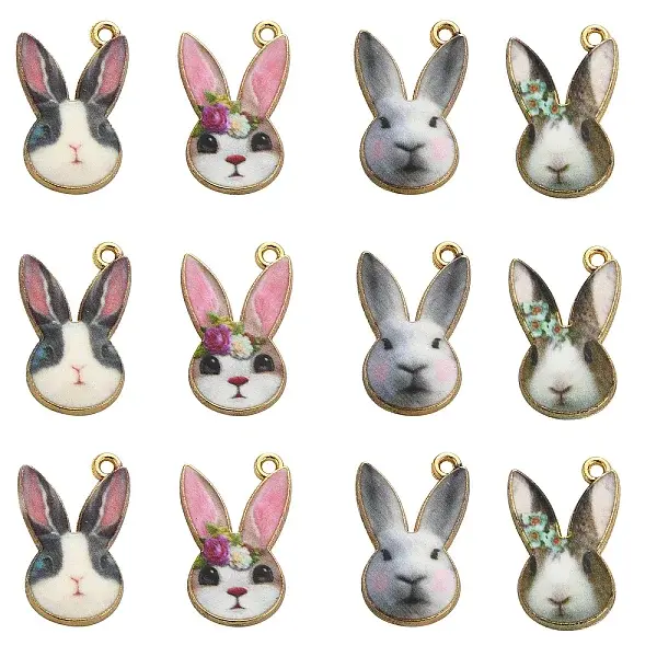 40Pcs 4 Styles Alloy Enamel Pendants