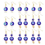 8 Pairs 2 Style Lampwork Evil Eye Dangle Earrings