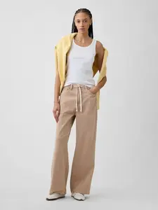 GAP džíny High Rise Drawstring Wide-Leg