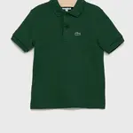 Dětská bavlněná polokošile Lacoste zelená barva