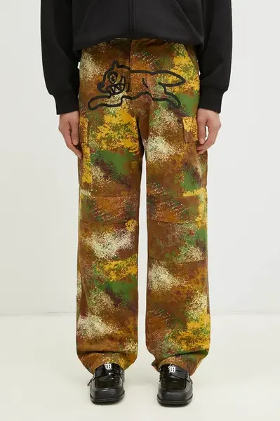 Bavlněné kalhoty ICECREAM Running Dog Cargo Pant zelená barva, jednoduché, IC24430