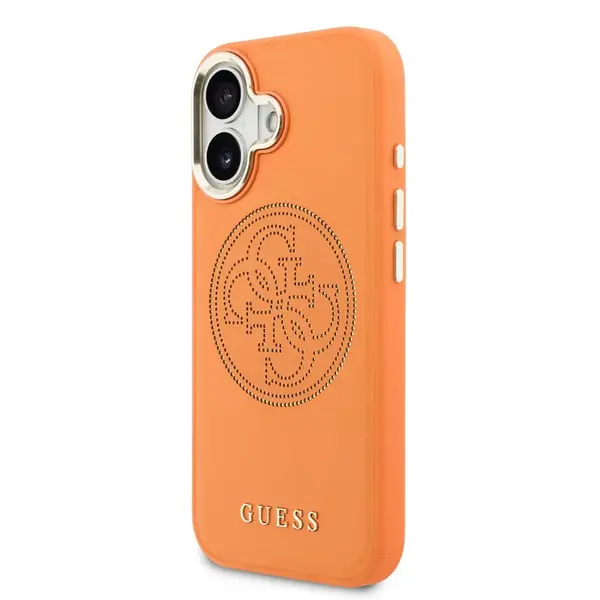 Zadní kryt Guess PU Perforated 4G pro iPhone 17, oranžová