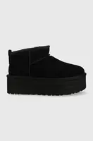 Semišové sněhule UGG W Classic Ultra Mini Platform černá barva, 1135092.BLK