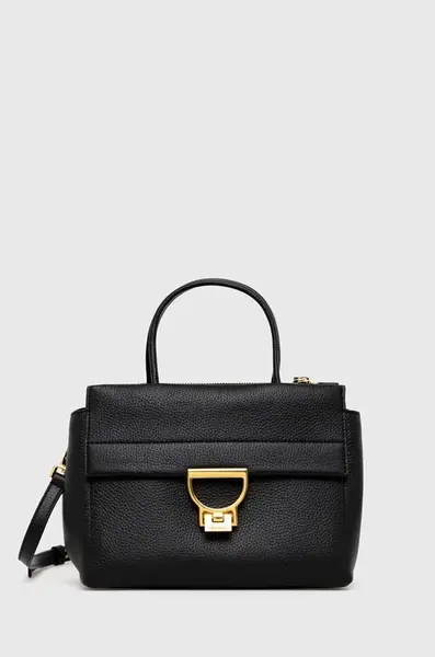 Kožená kabelka Coccinelle černá barva