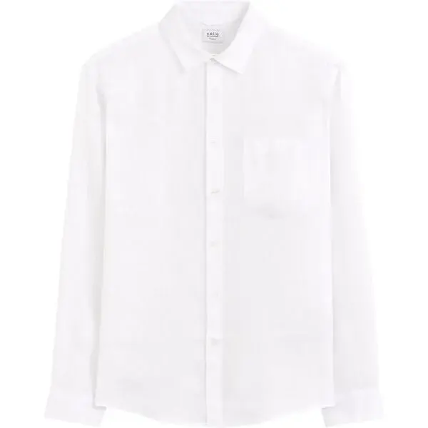 CELIO DAFLIX Pánska ľanová košeľa, biela, veľkosť