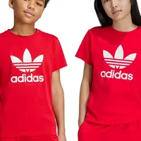 Dětské bavlněné tričko adidas Originals TREFOIL TEE červená barva, s potiskem, IY7423