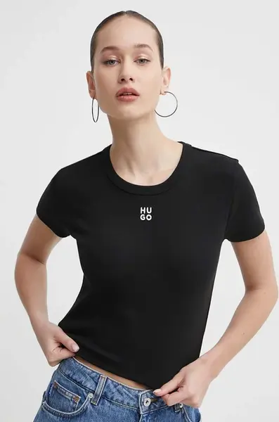 HUGO crop top dámský s bavlnou Delanor