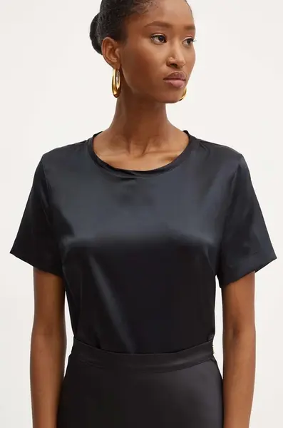 Hedvábná halenka Marciano by Guess DENISE černá barva, s aplikací, 4YGH07 7117A