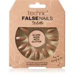 Technic Cosmetics False Nails Stiletto umělé nehty Gloss Nude with Glitter 24 ks