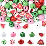 75Pcs Printed Wood Beads