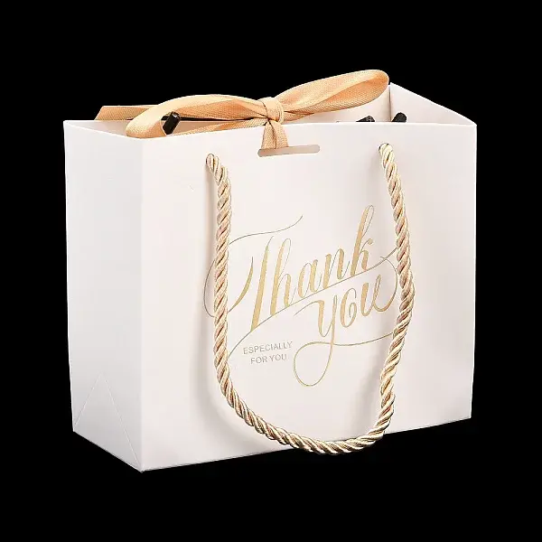 80Pcs Gold Stamping Thank You Paper Gift Packing Tote Bags