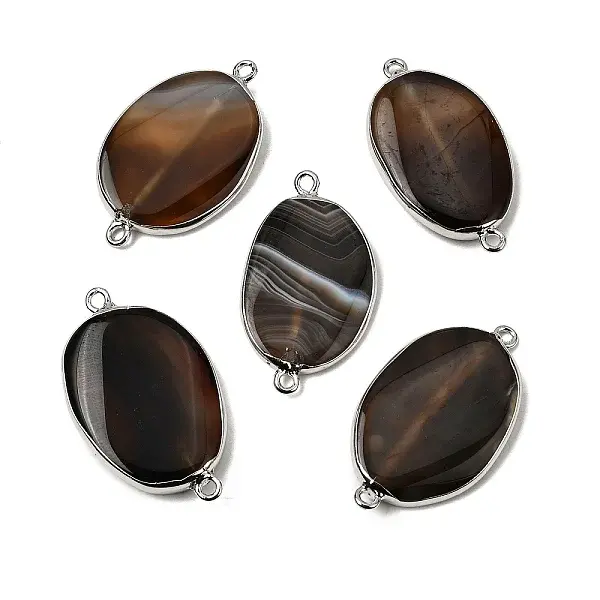Natural Agate(Dyed & Heated) Oval Links Connector Charms