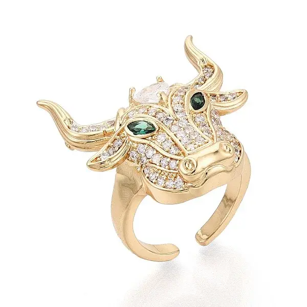 Brass Micro Pave Cubic Zirconia Cuff Open Rings