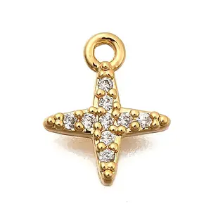 Brass Micro Pave Cubic Zirconia Charms