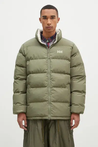 Oboustranná bunda Helly Hansen pánská, zelená barva, zimní