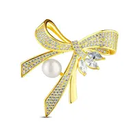 JwL Luxury Pearls Luxusní dámská brož s perlou a zirkony Mašle JL0868