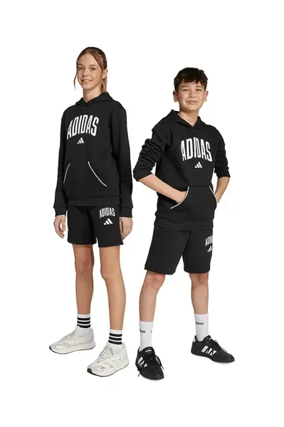 Dětské kraťasy adidas černá barva, s potiskem, nastavitelný pas, JM1537