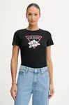 Bavlněné tričko Guess dámské, černá barva, W5YI38 I3Z14