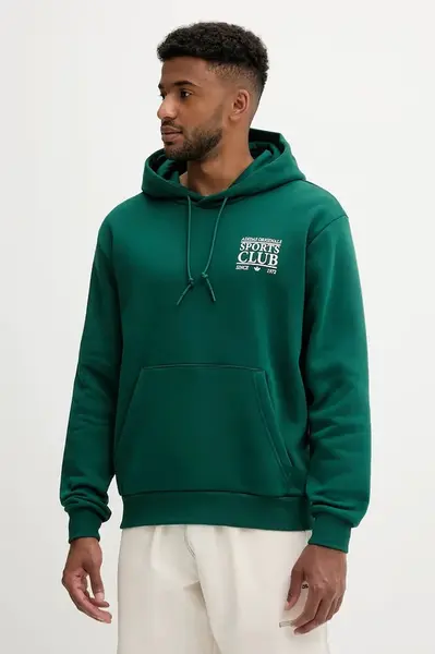 Bavlněná mikina adidas Originals Graphic Hoodie pánská, zelená barva, s kapucí, s potiskem, JX3059