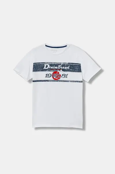 Dětské bavlněné tričko Guess bílá barva, s potiskem, L5YI22 K8HM4