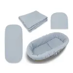 Baby Nellys Mušelínová sada do hluboké korby kočárku 4v1 Nature - jeans