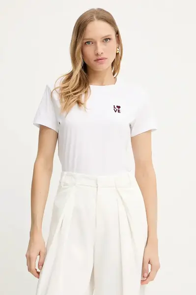 Bavlněné tričko BOSS Orange C_Esogo_3 dámské, bílá barva, 50545288