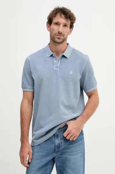 Bavlněné polo tričko Marc O'Polo pánské, modrá barva, 526226653000