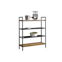 Livetastic REGÁL, černá, přírodní barvy, 110/129/34 cm