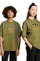 Dětské bavlněné tričko adidas Originals zelená barva, s aplikací, JZ4078