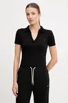 Polo tričko Guess PEONY dámské, černá barva, V5YP10 Z3OA0