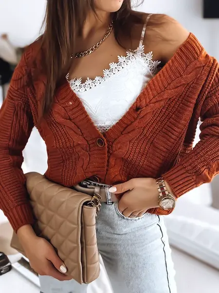 Dámsky ažúrový sveter DESTANY Farba camelová DSTREET