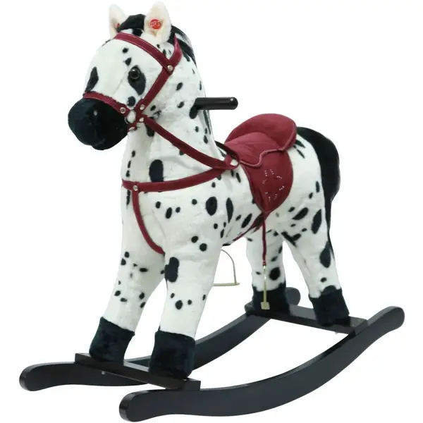 Teddies Kôň hojdací bieločierny plyš 71cm