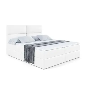 ALTDECOR AMERICKÁ postel s matrací H4 a roštem – BOXI3 – 160 × 200 cm – H4 – vysoce lesklá bílá