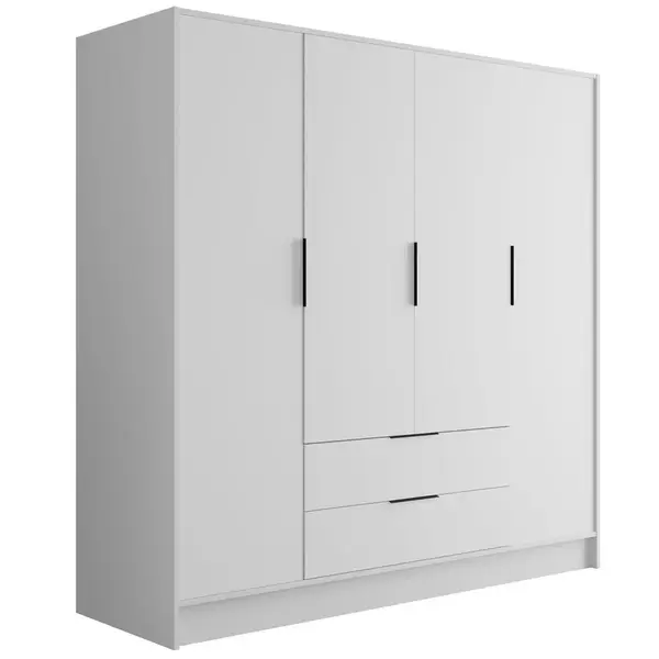 ALTDECOR ŠATNÍ SKŘÍŇ s křídlovými dveřmi KOLIN 200x200 cm bílá / bílá