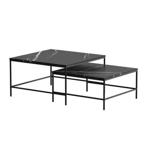 Vicco STOLEČEK KÁVOVÝ STOLÍK Ramio Černý mramor 80 x 80 cm 2 díly