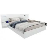 FLIEKS DŘEVĚNÁ POSTEL 180x200cm USB Bluetooth LED Bílá