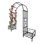 Relaxdays OBLOUK zahradní černý kovový s truhlíky 206 cm