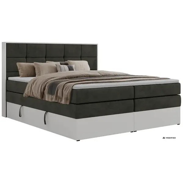 MKS POSTEL BOXSPRING ALVIT KING 140/200 - Tmavě šedá Samet - Topper Visco - H4