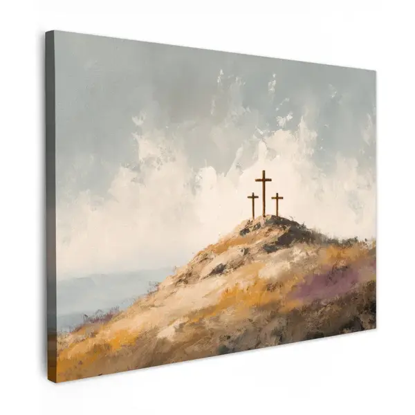 MuchoWow OBRAZ NA PLÁTNĚ Hills - Abstrakt - Křesťanství - Cross 40x30 cm