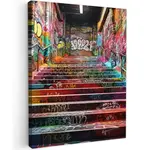 MuchoWow OBRAZ NA PLÁTNĚ Schody - Graffiti - Barvy - Umění 60x80 cm