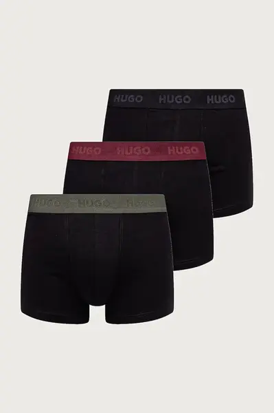 HUGO  boxerky pánské bavlněné s elastanem TRUNK TRIPLET PACK 3-pack