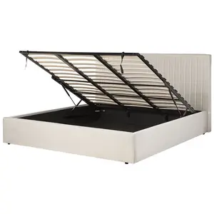 Beliani POSTEL s úložným prostorem 180/200 cm Látka Světle béžová Vion