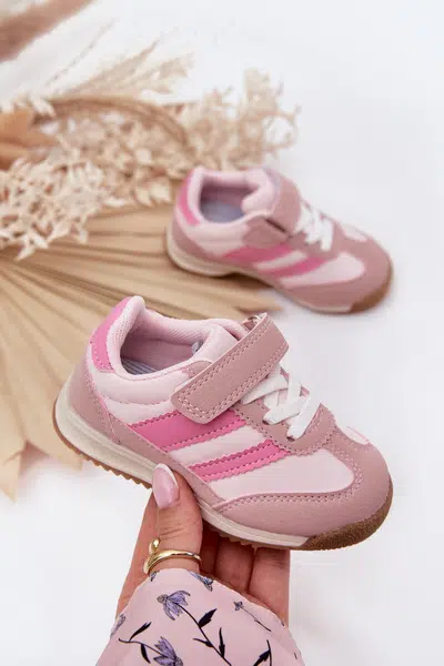 Boto Dětské sneakersy sportovní boty na suchý zip růžové Viona