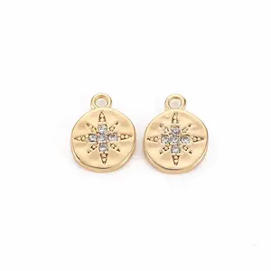 Brass Micro Pave Clear Cubic Zirconia Charms